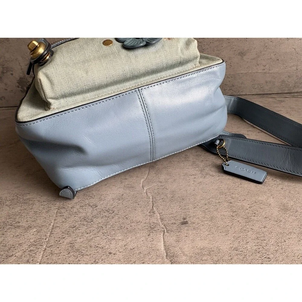 Authentic Coach Tea Rose 54068 bag Rucksack Denim Indigo Mini Leather Backpack